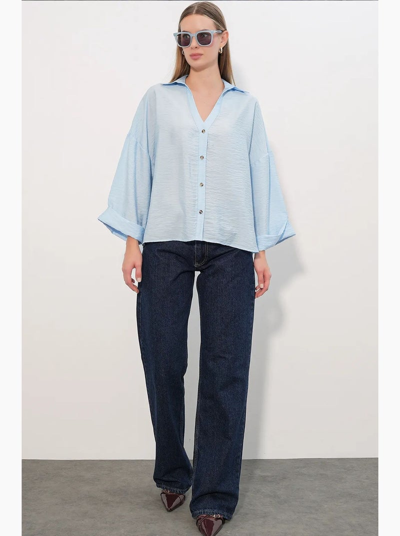 Chemisier femme en viscose et nylon bdart Bleu ciel - Kiabi