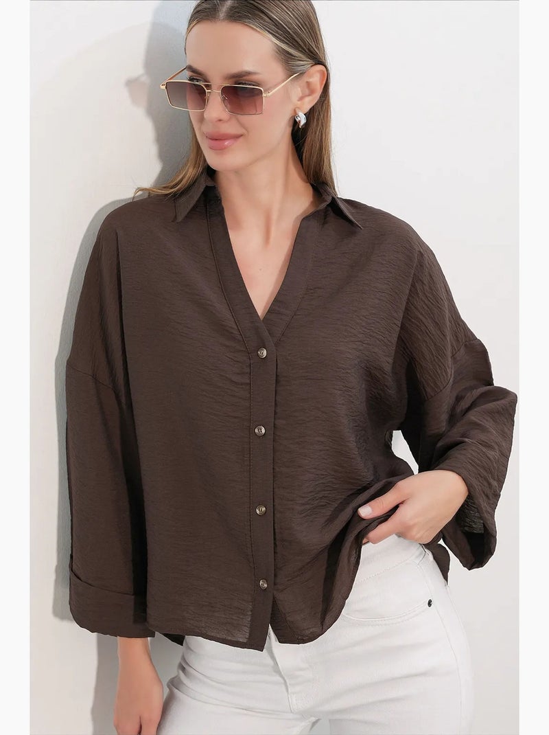 Chemisier femme en viscose et nylon bdart Marron chocolat - Kiabi