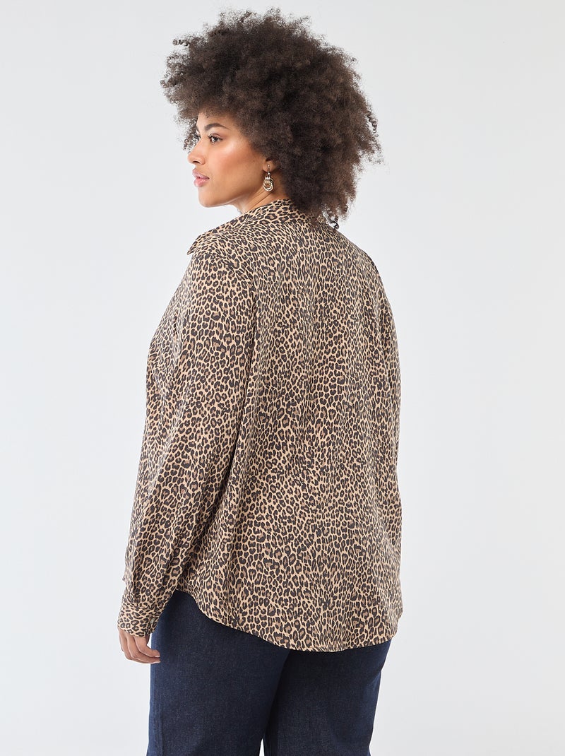 Chemisier fluide en maille crêpe Beige - Kiabi