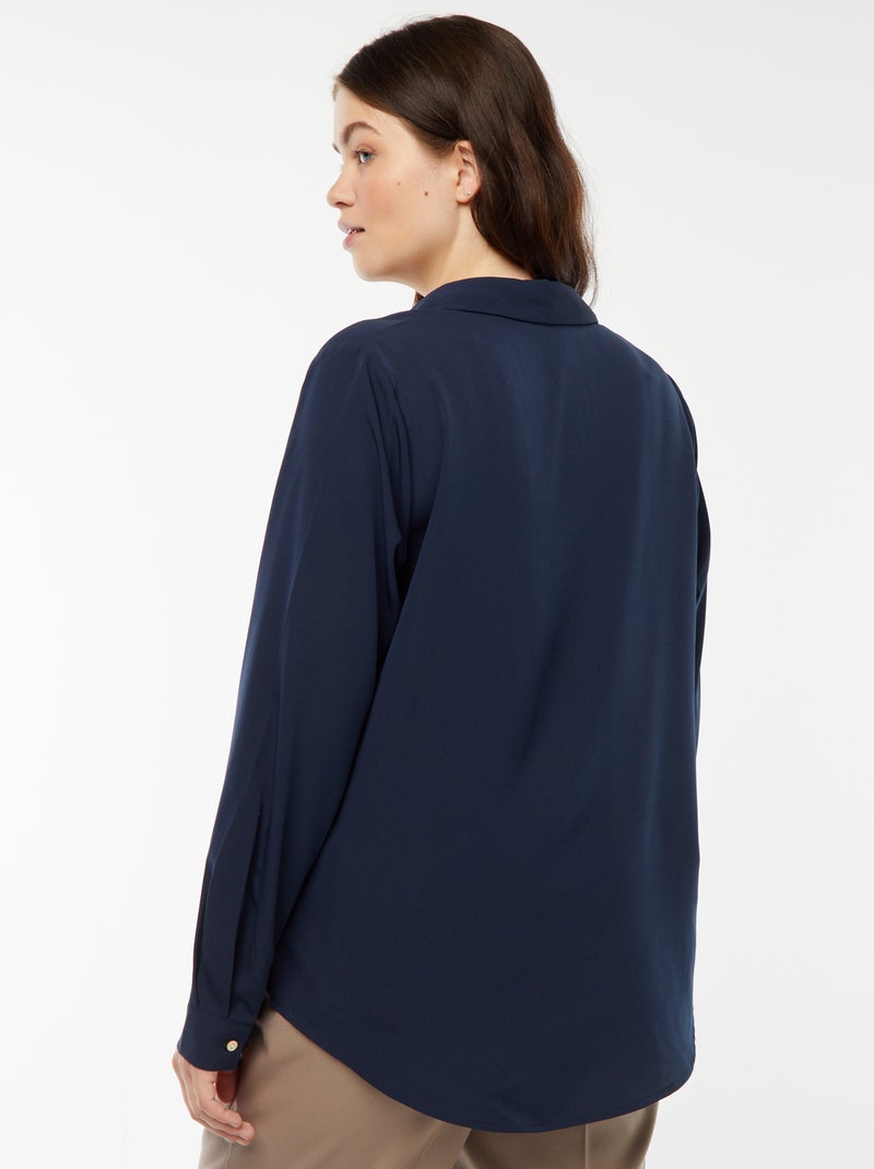 Chemisier fluide en maille crêpe Bleu - Kiabi