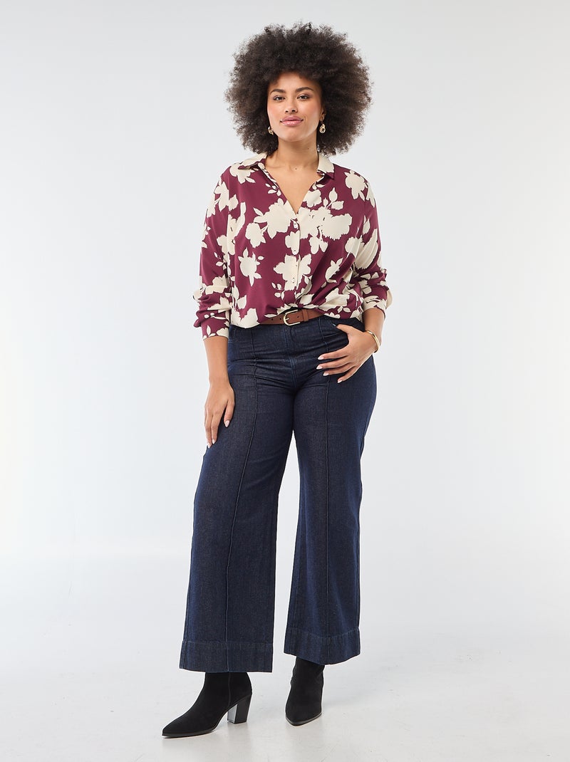 Chemisier fluide en maille crêpe Rouge - Kiabi