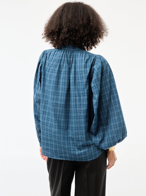 Chemisier fluide imprimé carreaux - Kiabi