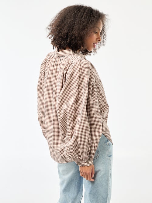 Chemisier fluide imprimé vichy - Kiabi