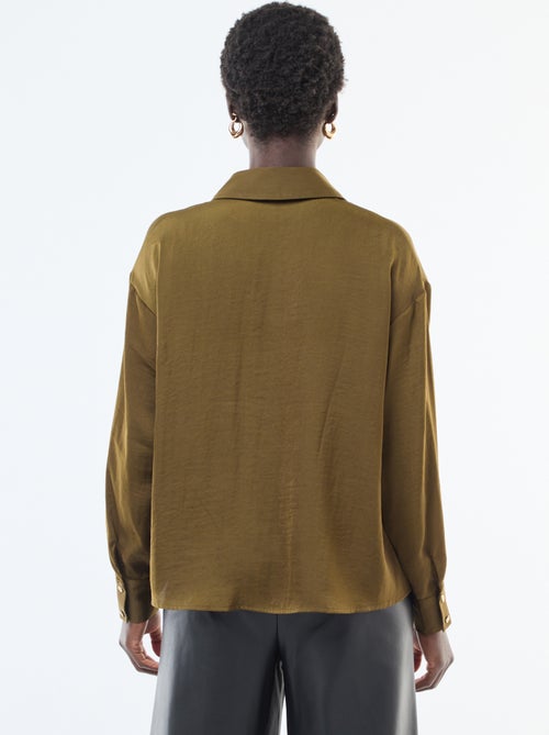 Chemisier fluide satinée avec boutons dorés - Kiabi Chemisier fluide satinée avec boutons dorés - Kiabi