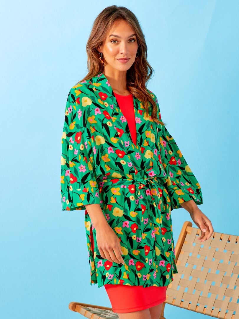 Kimono Femme, Kimono En Coton Imprimé Taille Unique Rang