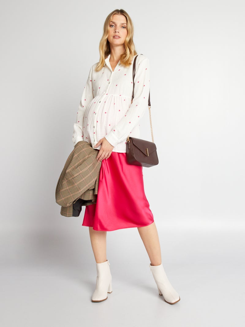 Chemisier grossesse en gaze de coton imprimé coeur Rose - Kiabi