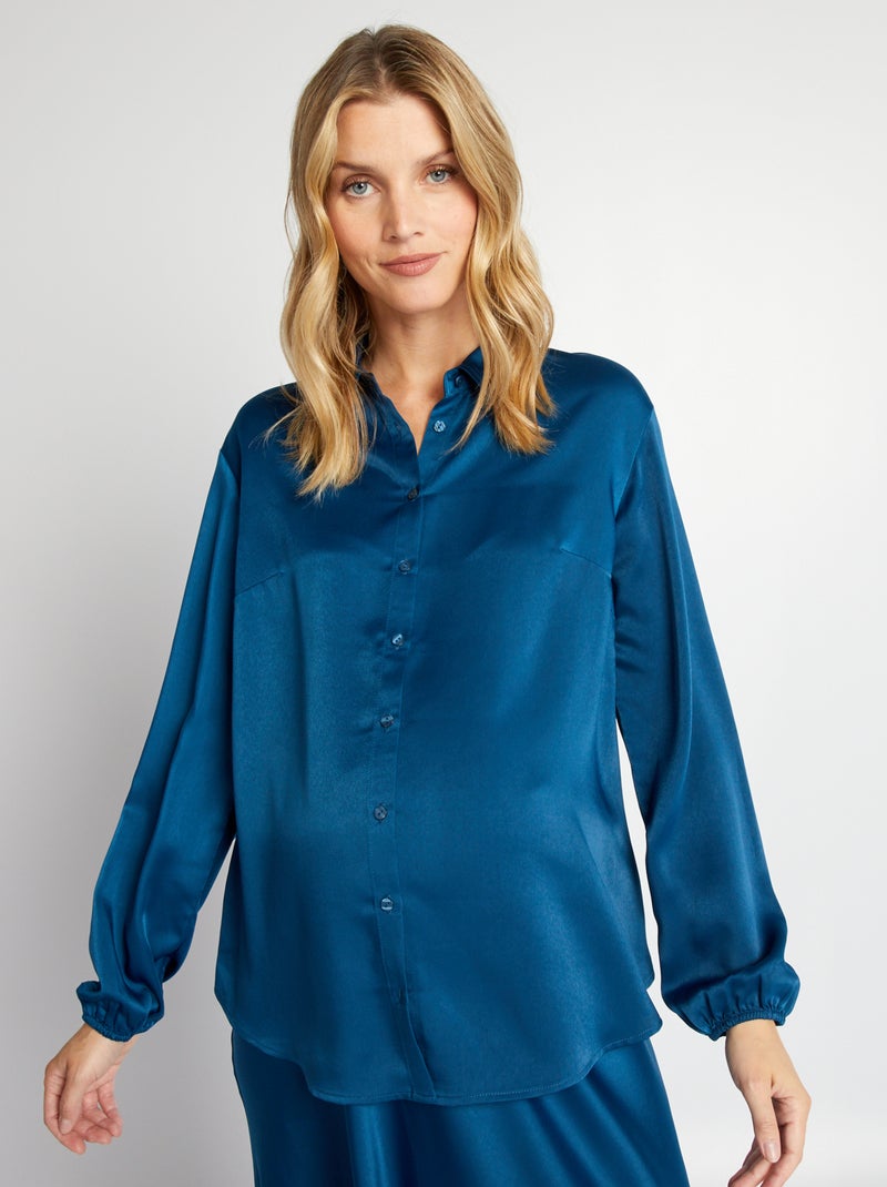 Chemisier grossesse en satin Bleu marine - Kiabi