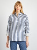 Chemisier long avec poche poitrine avec 20% de lin Bleu - Kiabi
