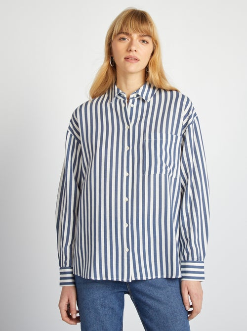 Chemisier long avec poche poitrine avec 20% de lin - Kiabi