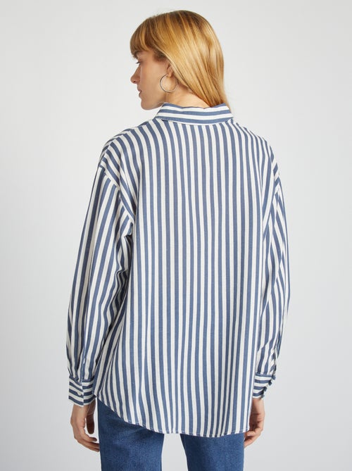 Chemisier long avec poche poitrine avec 20% de lin - Kiabi