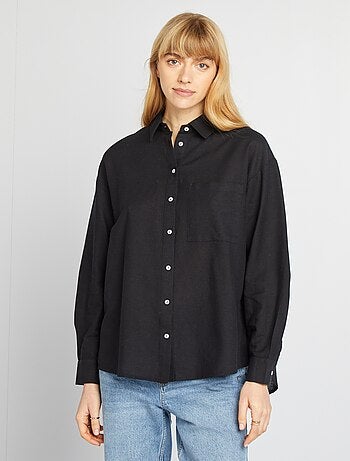 Chemisier long avec poche poitrine avec 20% de lin