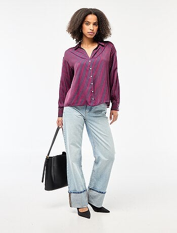 Chemisier manches longues en satin uni