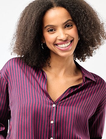 Chemisier manches longues en satin uni