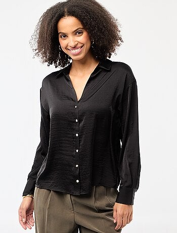 Chemisier manches longues en satin uni