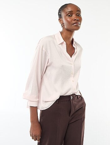 Chemisier manches longues en satin uni
