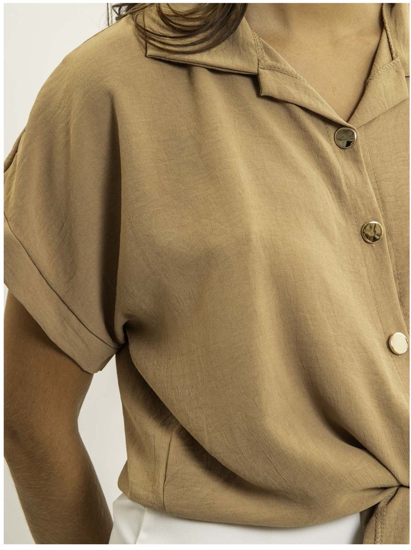 Chemisier noué orage Marron caramel - Kiabi