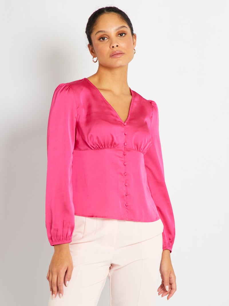 Chemisier Rose Esprit Taille 8 - Manches 3/4 Boutonnées - Coton - Neuf Avec étiquettes