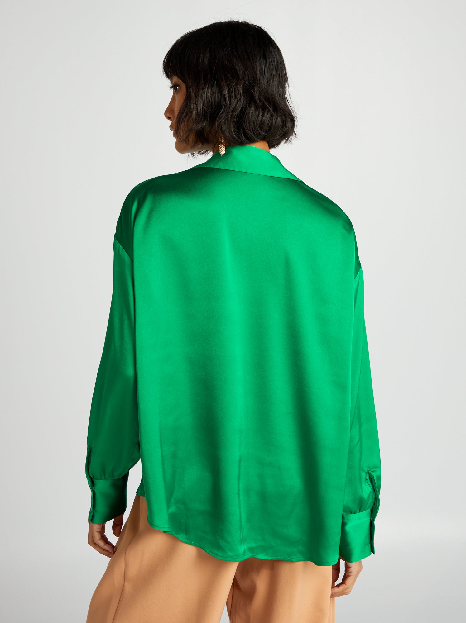 Chemisier En Soie Vert - Marque Interdee, Taille S, Neuf Avec étiquettes