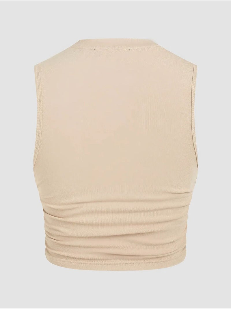 Chemisier uni à détails froncés hiccup Beige naturel - Kiabi