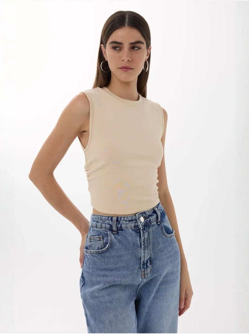 Chemisier uni à détails froncés hiccup Beige naturel - Kiabi