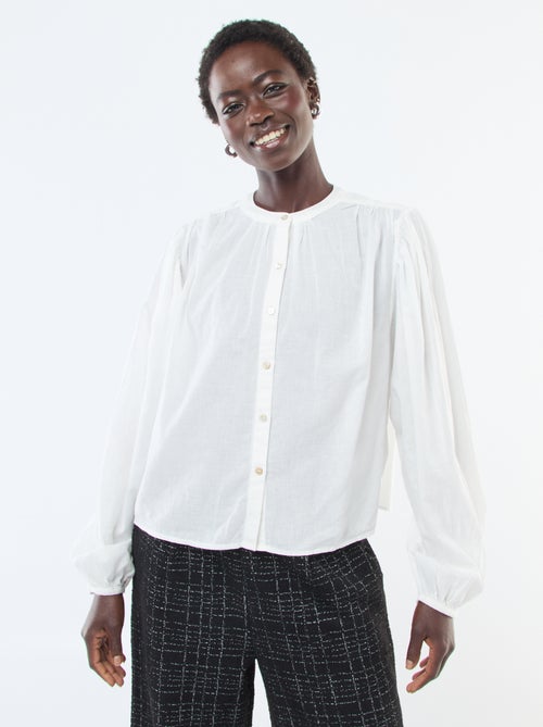 chemisier uni avec manches longues bouffantes - Kiabi chemisier uni avec manches longues bouffantes - Kiabi