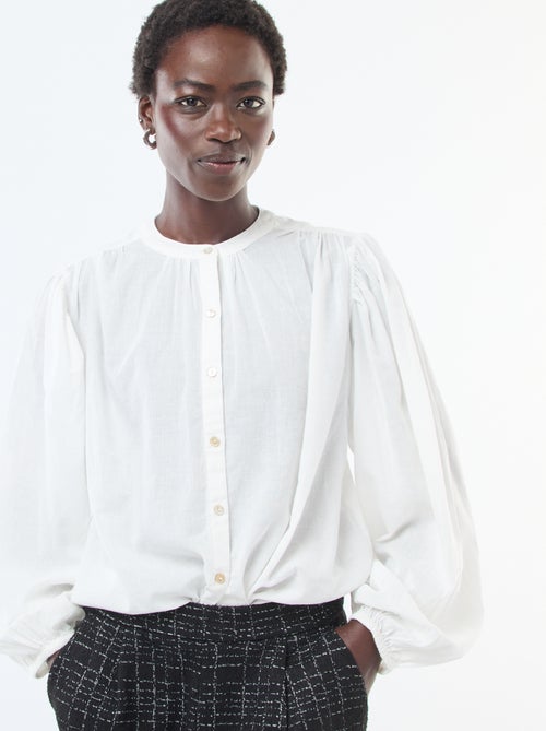 chemisier uni avec manches longues bouffantes - Kiabi chemisier uni avec manches longues bouffantes - Kiabi
