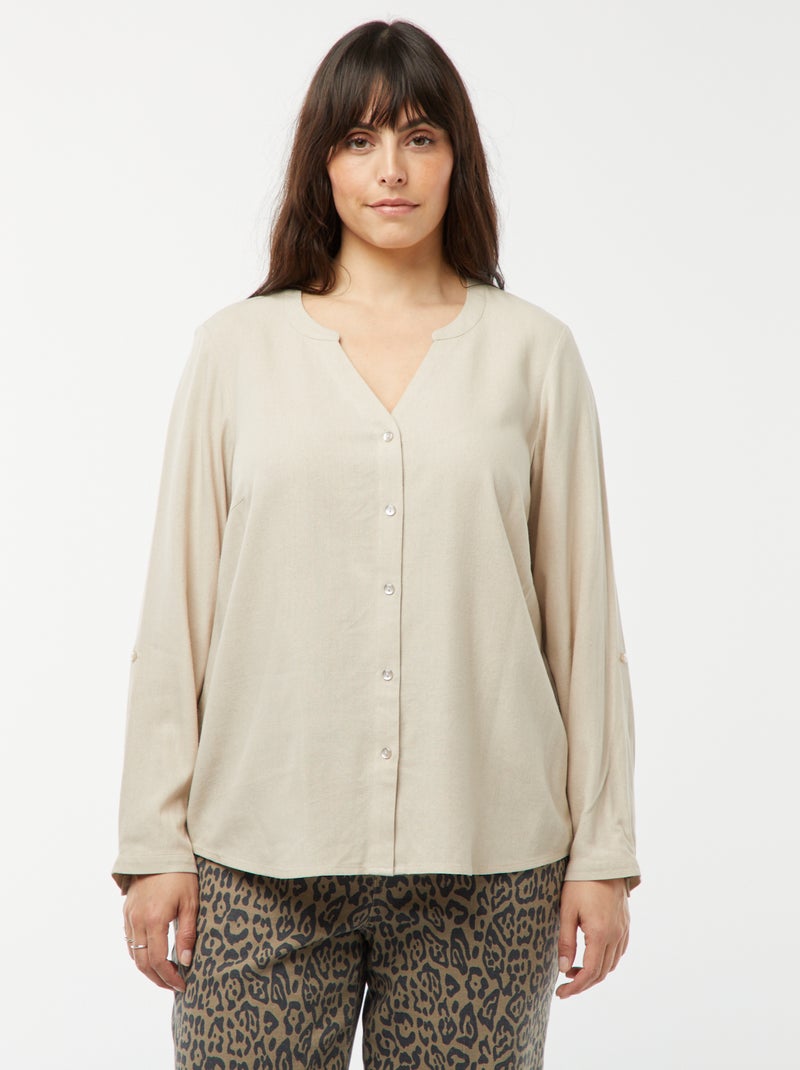 Chemisier 'Veromoda' en lin mélangé Beige - Kiabi