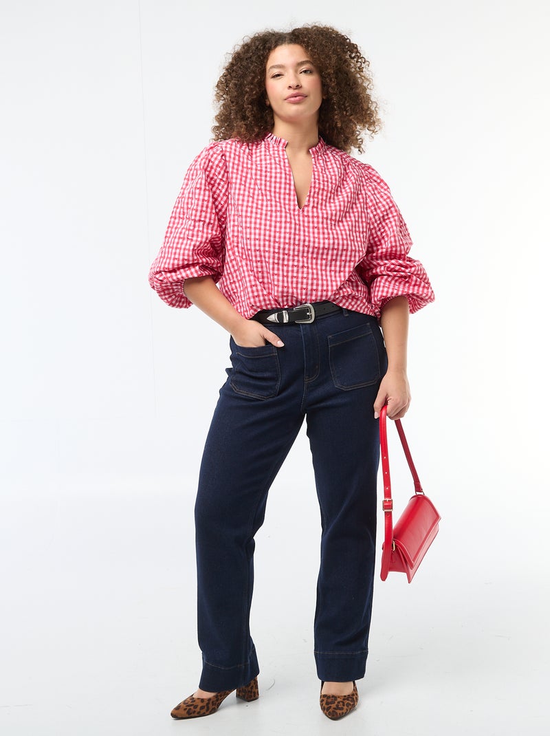 Chemisier vichy et motif cœurs Rouge - Kiabi