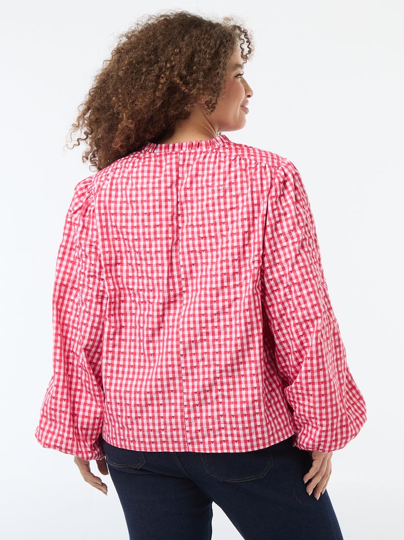 Chemisier vichy et motif cœurs Rouge - Kiabi