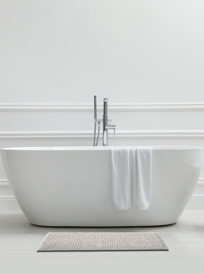 Chenille badmat 50x80 cm in effen polyester Ivoor - Kiabi