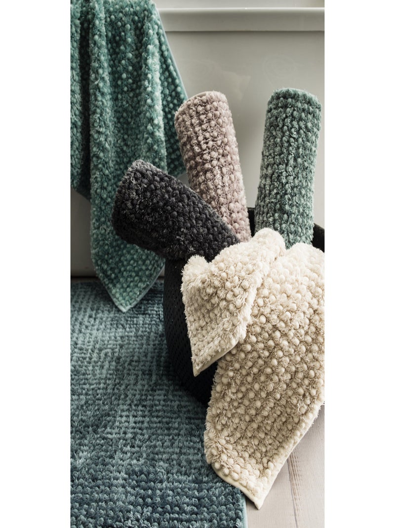 Chenille badmat 50x80 cm in effen polyester Ivoor - Kiabi