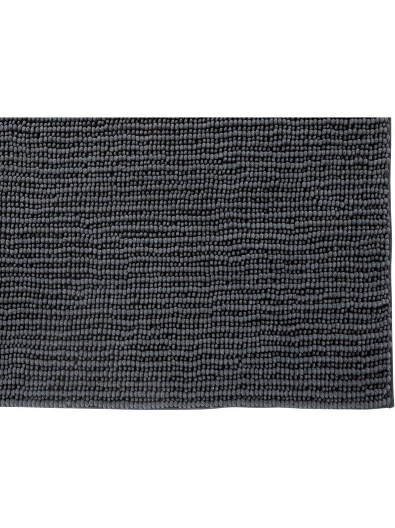 Chenille badmat 60x180 cm in effen polyester Antracietgrijs - Kiabi