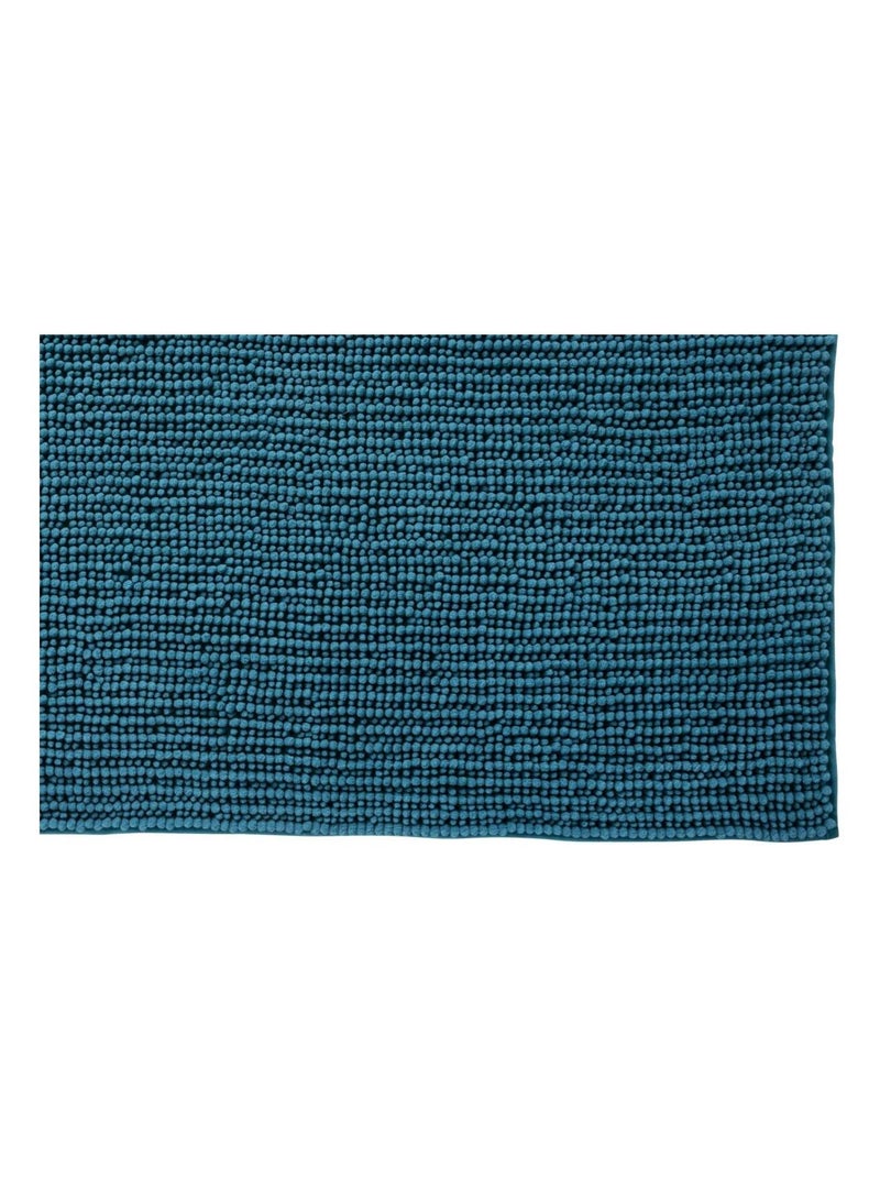 Chenille badmat 60x180 cm in effen polyester Petrolblauw - Kiabi