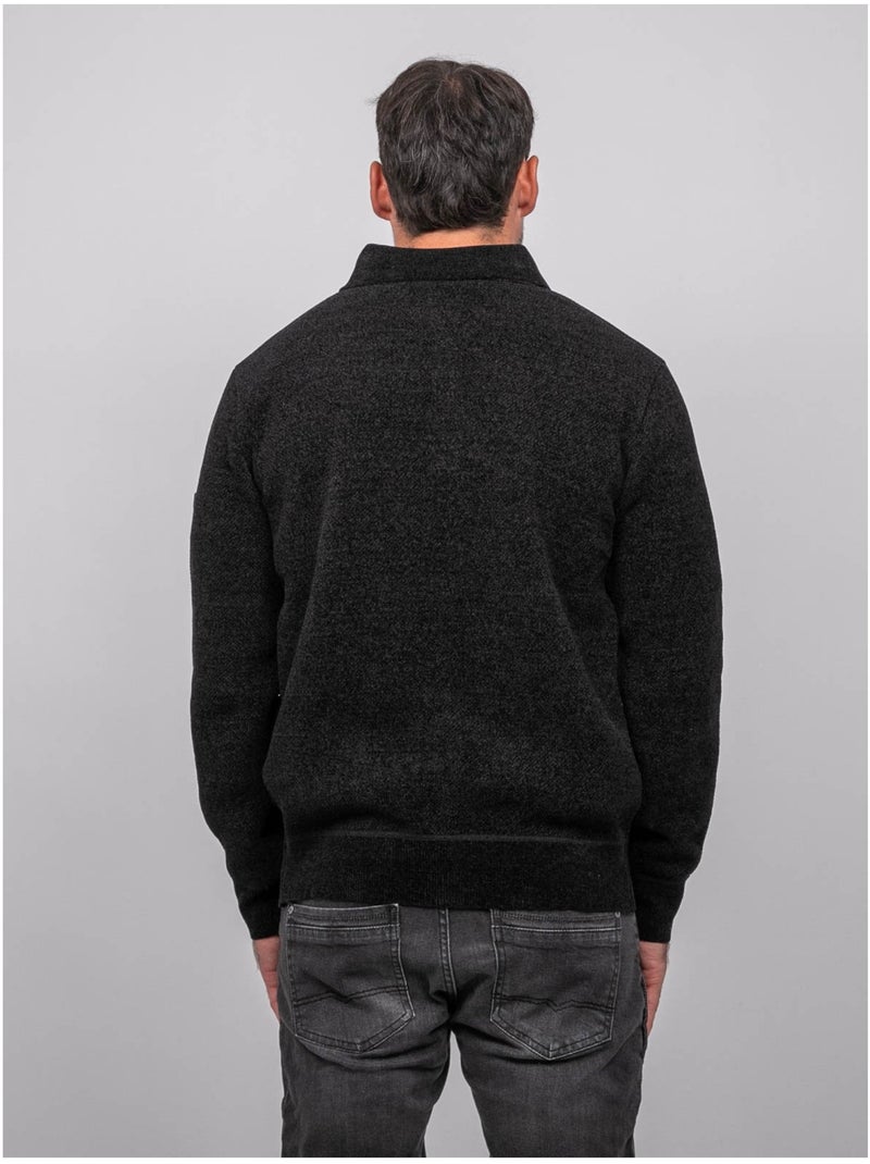 Chenille polotrui met knoopkraag loctobir Zwart - Kiabi