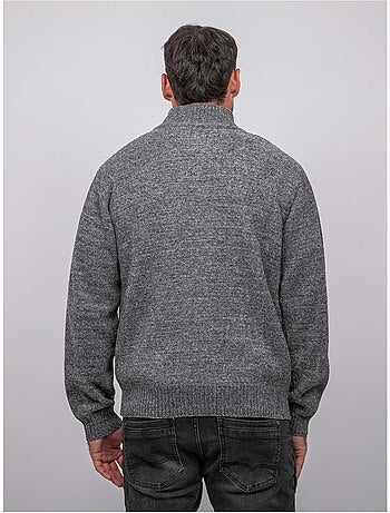 Chenille vest met rits en opstaande kraag limago