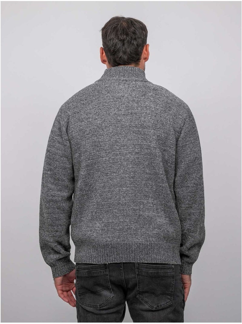 Chenille vest met rits en opstaande kraag limago Grijs - Kiabi