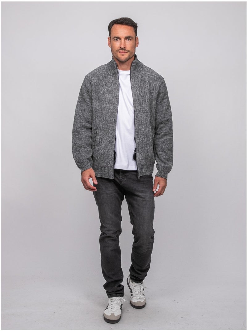 Chenille vest met rits en opstaande kraag limago Grijs - Kiabi