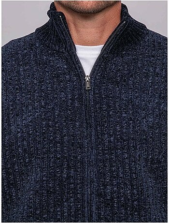 Chenille vest met rits en opstaande kraag limago