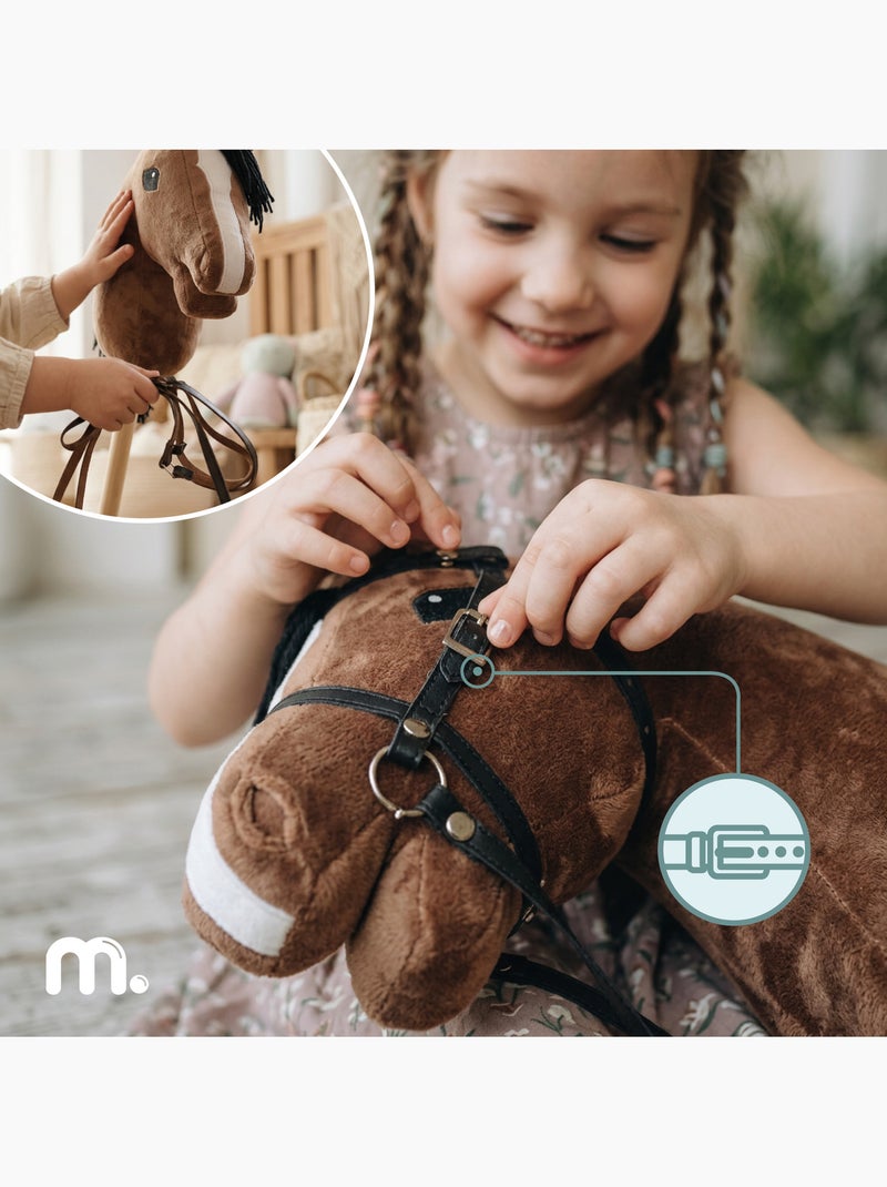 Cheval à bâton hobby horse en bois et peluche mamabrum dès 3 ans 68 cm N/A - Kiabi