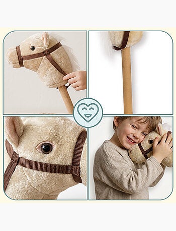 Cheval à bâton hobby horse peluche douce mamabrum dès 18 mois 80 cm