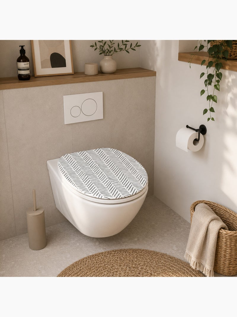 Chevron toiletbril met soft-close mechanisme Zwart Wit - Kiabi