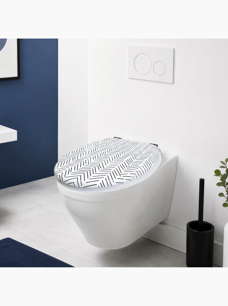 Chevron toiletbril met soft-close mechanisme Zwart Wit - Kiabi