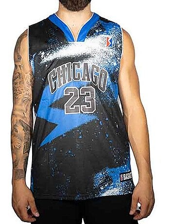 Chicago bulls basketbalshirt zwart/blauw heren - sport zone