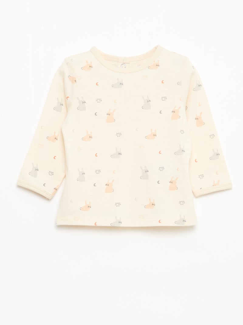Chill pyjamaset van katoenjersey Wit - Kiabi