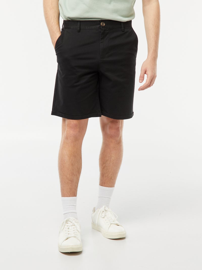 Chino bermuda met omslag zwart - Kiabi