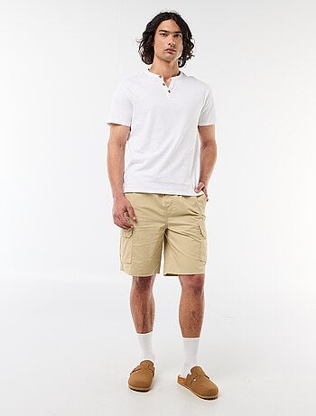 Chino bermuda van popeline met klepzakken