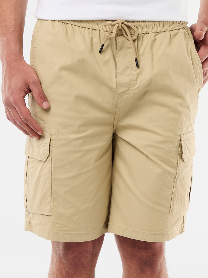 Chino bermuda van popeline met klepzakken Biege - Kiabi