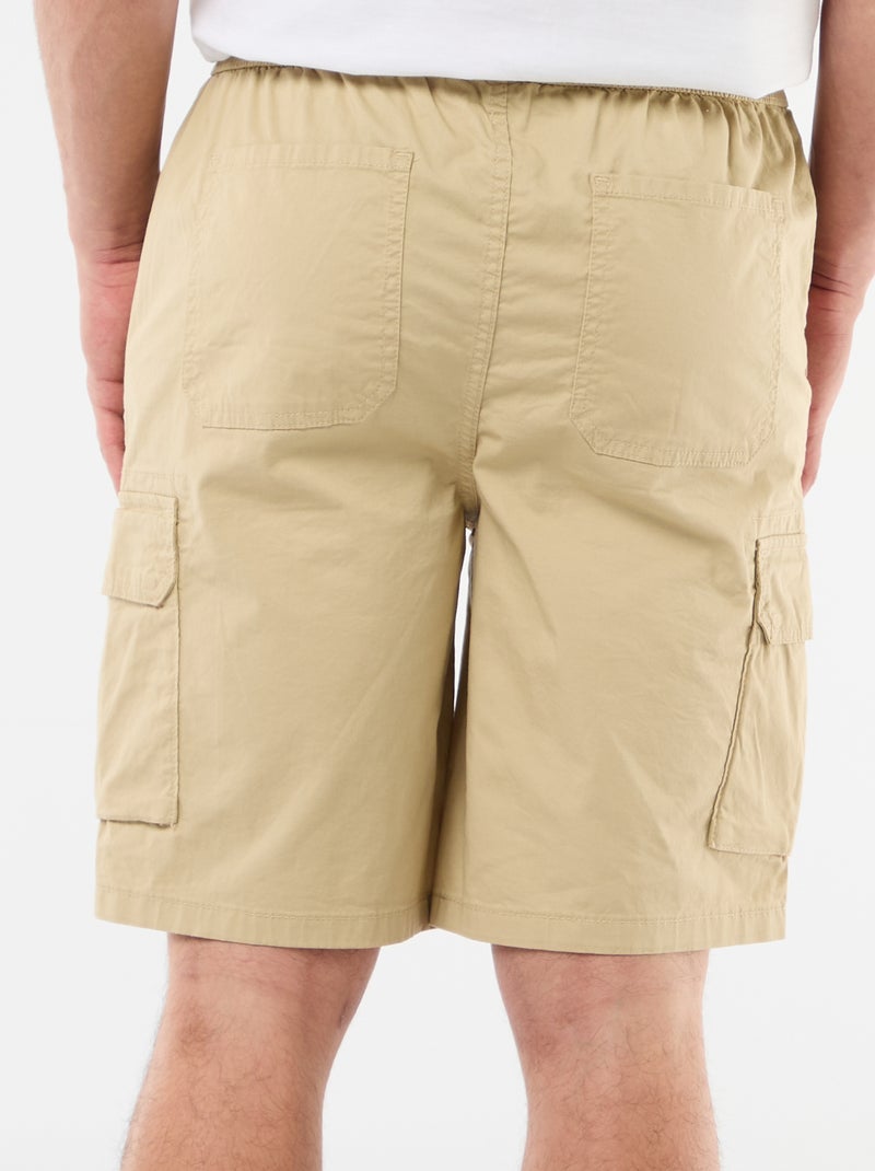 Chino bermuda van popeline met klepzakken Biege - Kiabi