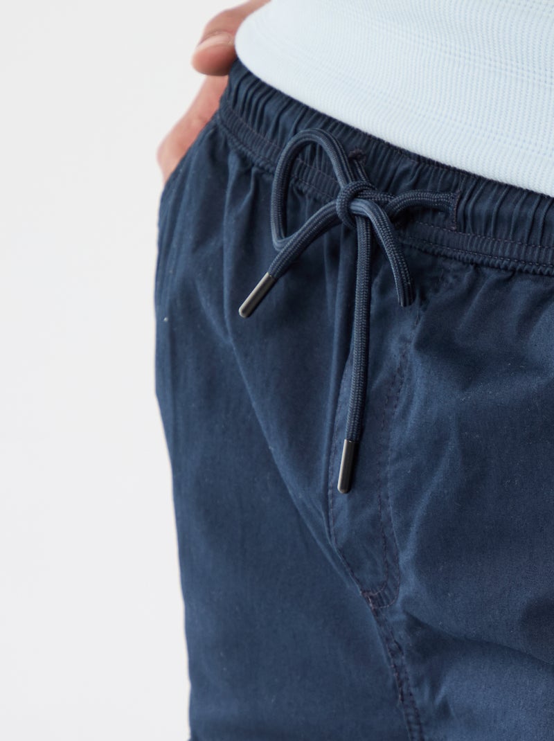 Chino bermuda van popeline met klepzakken Blauw - Kiabi
