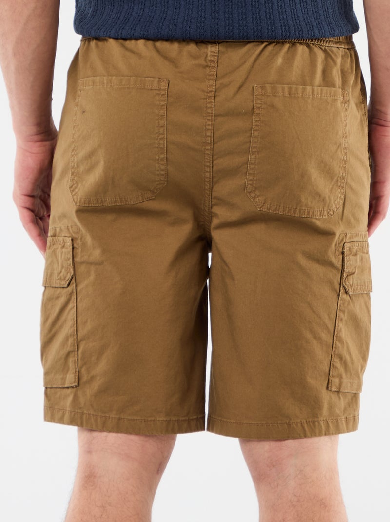 Chino bermuda van popeline met klepzakken Bruin - Kiabi